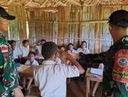 Satgas Pamtas RI-RDTL Pos Oepoli Pantai Berikan Pendidikan dan Pelatihan PBB di SMP Negeri Oepoli