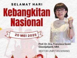 Prof.Dr.Dra.Francisca Sestri G.M.M., Rektor Unipi Tangerang Ucapkan Selamat Hari Kebangkitan Nasional