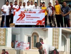 Bakti Religi Polsek Cisoka Polresta Tangerang Dengan Membersihkan Masjid