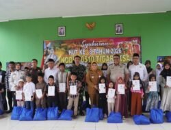 HUT Ke 8,Kodim 0510/Tigaraksa, Prajurit Bantu Korban Banjir dan Anak Yatim