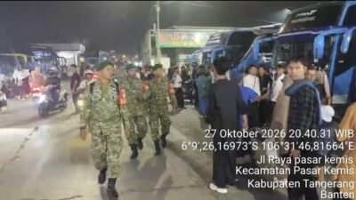 TNI Hadir di Tengah Masyarakat, Koramil 11/Pasar Kemis Gelar Patroli Malam